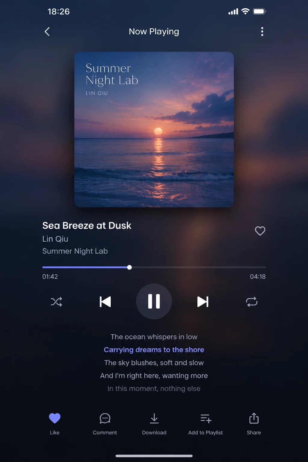 Écran de lecteur de musique