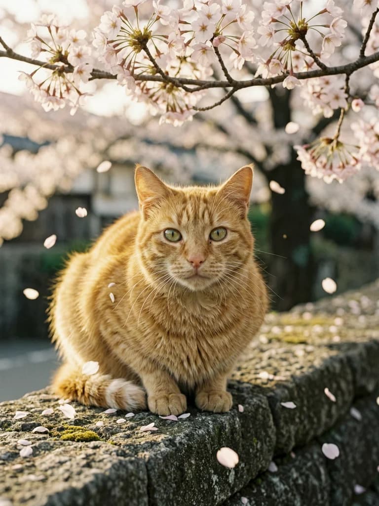 Rote Straßenkatze im Frühling